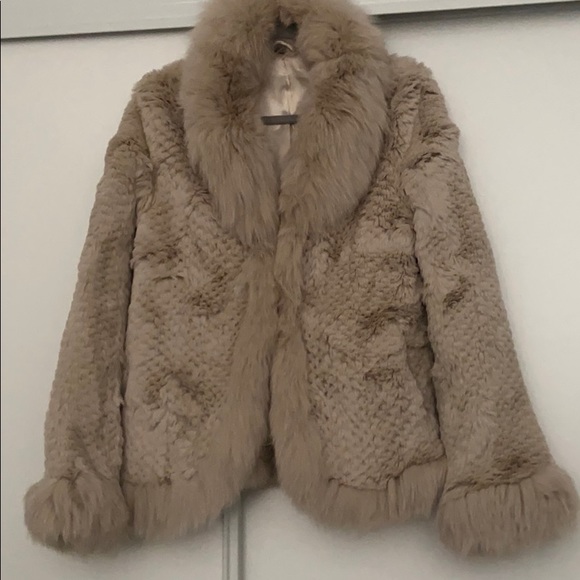 NWT SaksFifthAvenue Rabbit/Fox Fur Coat S/M - Picture 1 of 6